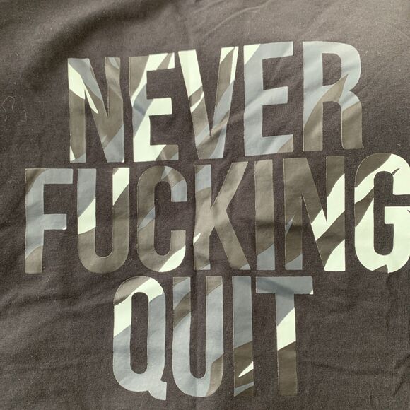 NFQ (Never F*cking Quit) T-Shirt Mens Camo Graphic Short Sleeve Size Large Black - Picture 4 of 9